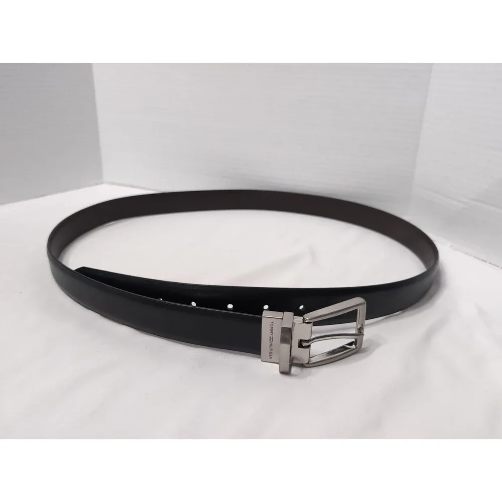 TOMMY HILFIGER BLACK & BROWN REVERSIBLE Buckle Belt MENS Size 44